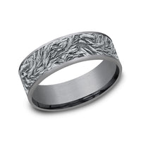 The Tamlin Men's Wedding Band in Grey Tantalum and 14K White - 7.5mm Width by Ammara Stone