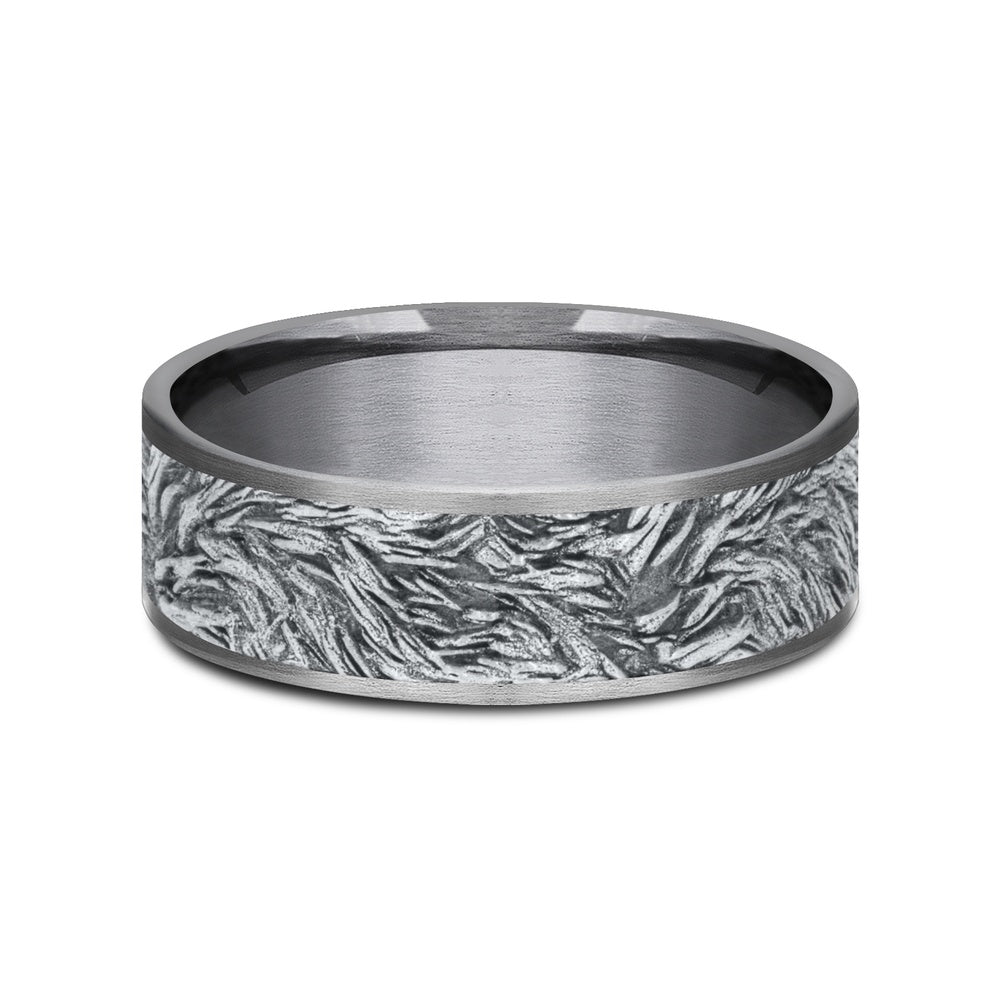 The Tamlin Men's Wedding Band in Grey Tantalum and 14K White - 7.5mm Width by Ammara Stone