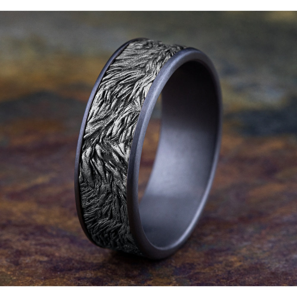 The Tamlin Men's Wedding Band in Grey Tantalum and 14K White - 7.5mm Width by Ammara Stone