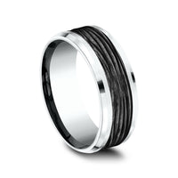 The Teak Men's Wedding Band in 14K White Gold and Black Titanium - 8mm Width by Ammara Stone