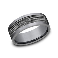 The Teak Men's Wedding Band in Grey Tantalum and Black Titanium - 8mm Width by Tantalum