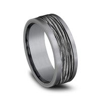 The Teak Men's Wedding Band in Grey Tantalum and Black Titanium - 8mm Width by Tantalum