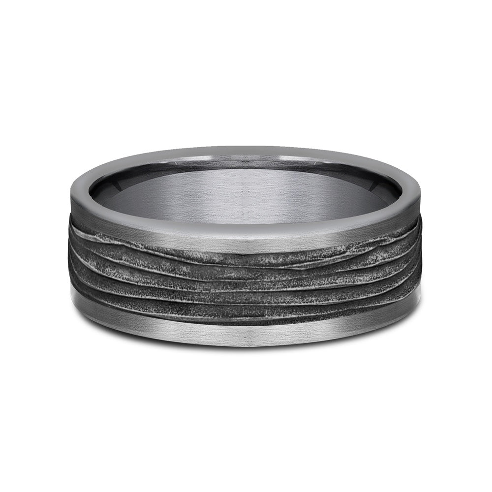 The Teak Men's Wedding Band in Grey Tantalum and Black Titanium - 8mm Width by Tantalum