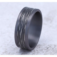The Teak Men's Wedding Band in Grey Tantalum and Black Titanium - 8mm Width by Tantalum