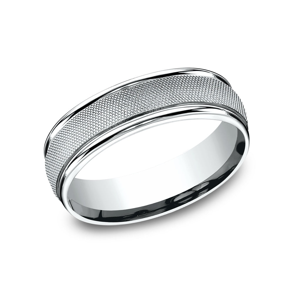 The Templar Men's Wedding Band in 14K White Gold - 6.5mm Width by Benchmark