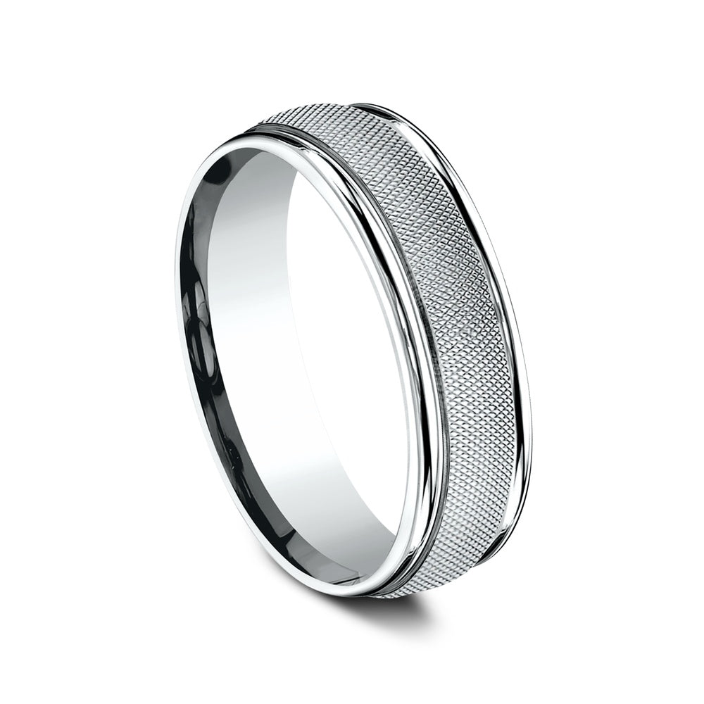 The Templar Men's Wedding Band in 14K White Gold - 6.5mm Width by Benchmark