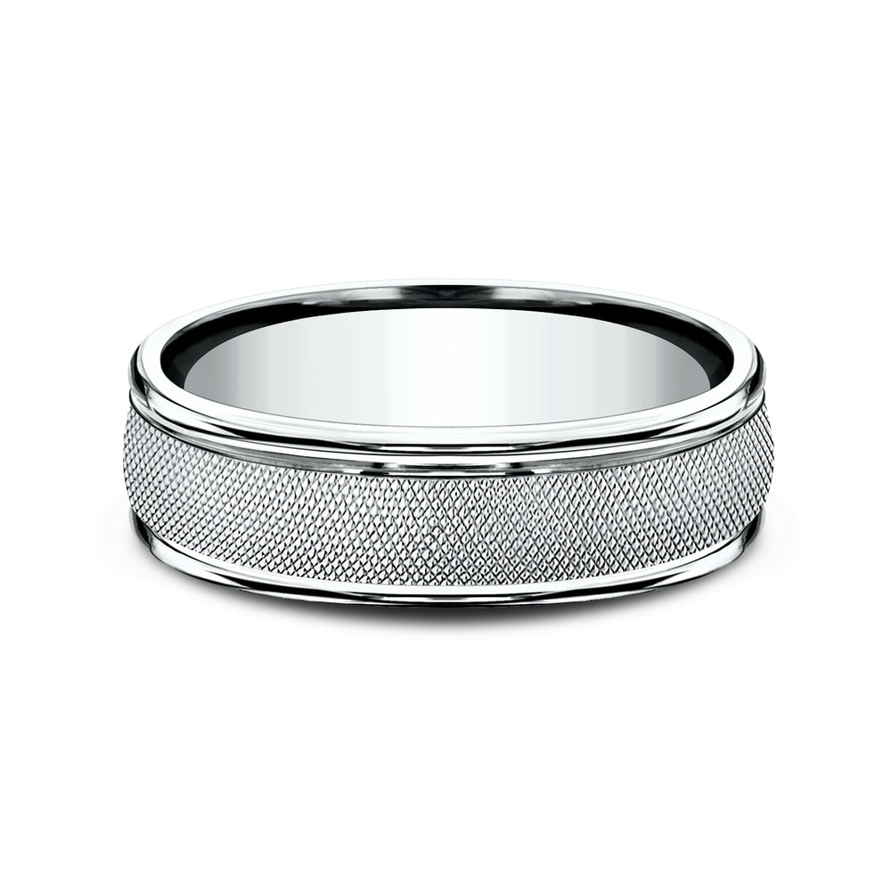 The Templar Men's Wedding Band in 14K White Gold - 6.5mm Width by Benchmark
