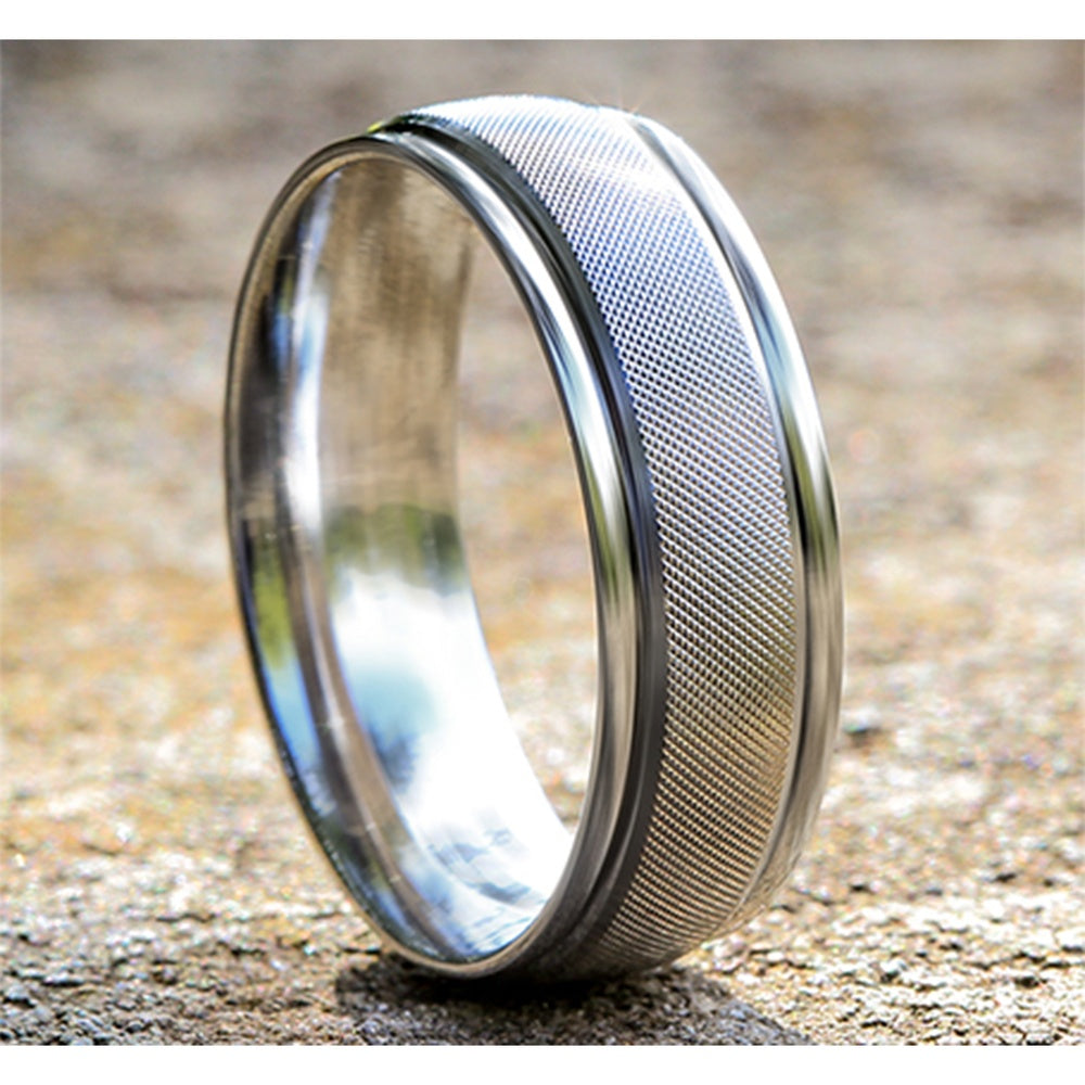 The Templar Men's Wedding Band in 14K White Gold - 6.5mm Width by Benchmark