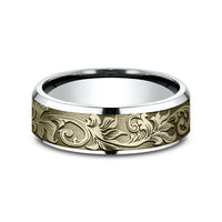 The Throne Men's Wedding Band in 14K White and Yellow Gold - 7mm Width by Benchmark