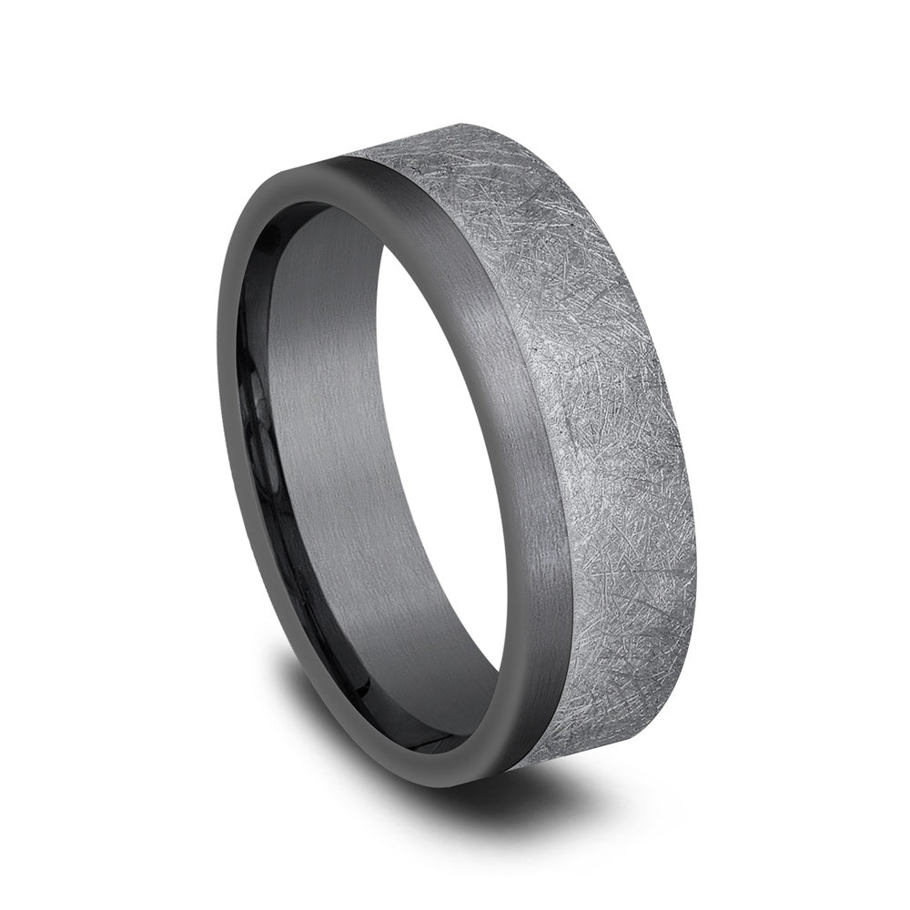 The Tide Men's Wedding Band in Grey and Tantalum - 7mm Width by Tantalum