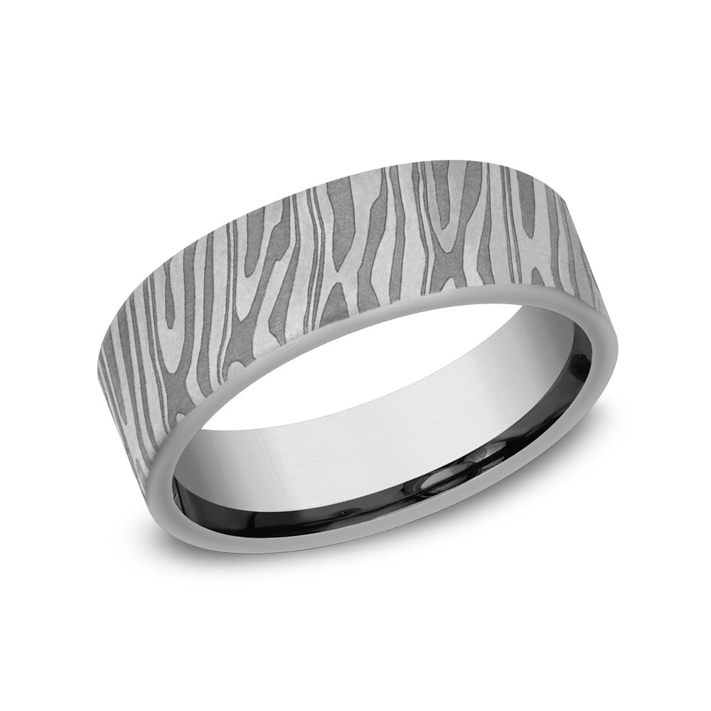 The Tiger Stripe Men's Wedding Band in Grey Tantalum - 7mm Width by Tantalum