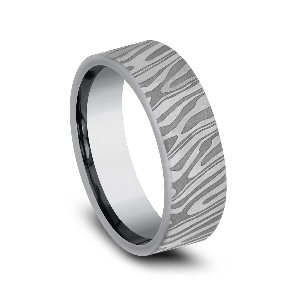 The Tiger Stripe Men's Wedding Band in Grey Tantalum - 7mm Width by Tantalum