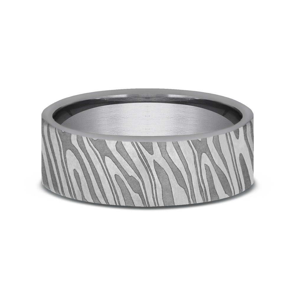 The Tiger Stripe Men's Wedding Band in Grey Tantalum - 7mm Width by Tantalum