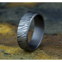 The Tiger Stripe Men's Wedding Band in Grey Tantalum - 7mm Width by Tantalum