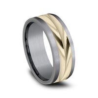 The Timeless Men's Wedding Band in Grey Tantalum and 14K Yellow Gold - 8mm Width by Ammara Stone