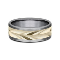 The Timeless Men's Wedding Band in Grey Tantalum and 14K Yellow Gold - 8mm Width by Ammara Stone