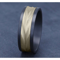 The Timeless Men's Wedding Band in Grey Tantalum and 14K Yellow Gold - 8mm Width by Ammara Stone