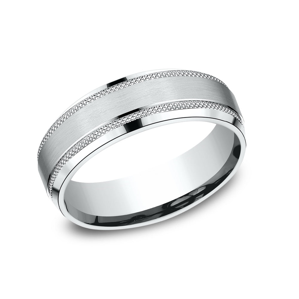The Titan Men's Wedding Band in 14K White Gold - 6.5mm Width by Benchmark