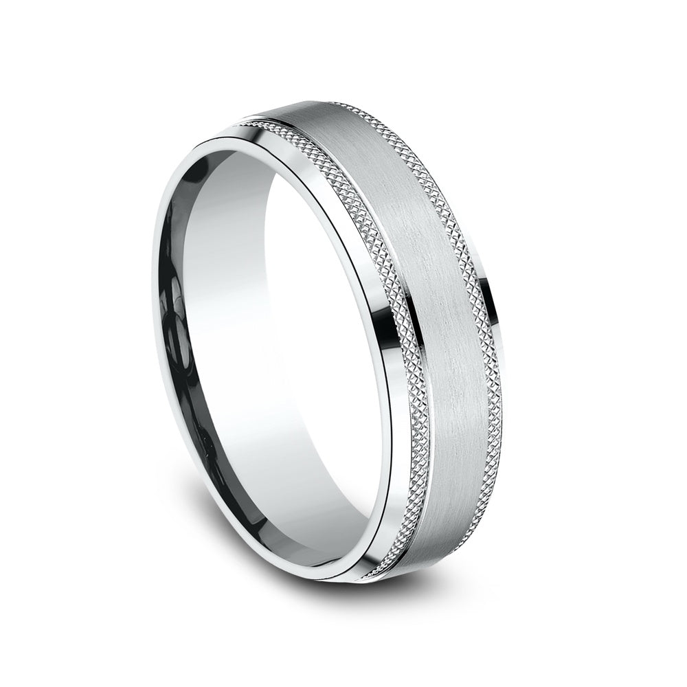 The Titan Men's Wedding Band in 14K White Gold - 6.5mm Width by Benchmark