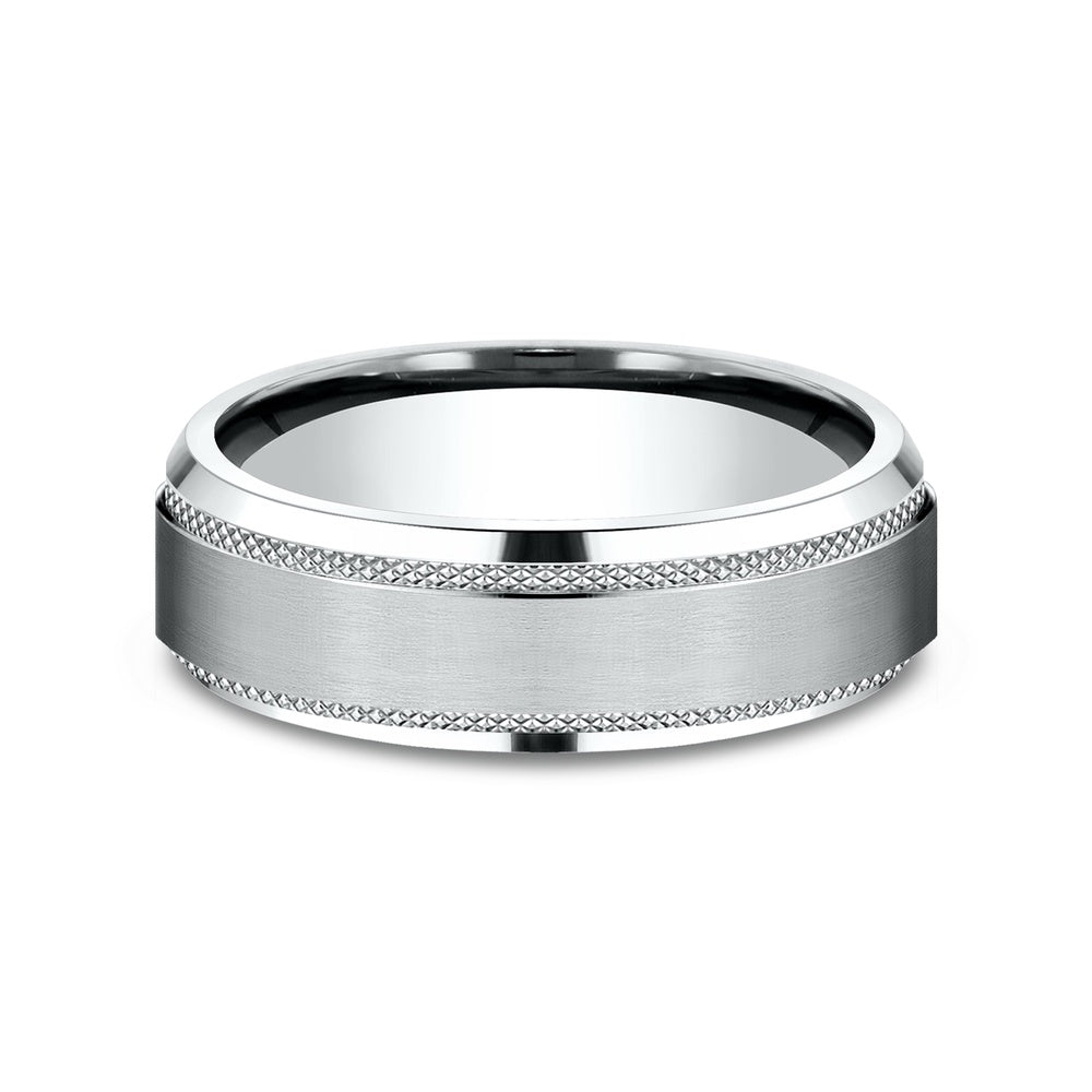 The Titan Men's Wedding Band in 14K White Gold - 6.5mm Width by Benchmark
