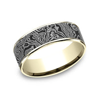 The Torsion Men's Wedding Band in 14K Yellow Gold and Grey Tantalum - 7.5mm Width by Ammara Stone