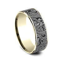 The Torsion Men's Wedding Band in 14K Yellow Gold and Grey Tantalum - 7.5mm Width by Ammara Stone