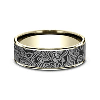 The Torsion Men's Wedding Band in 14K Yellow Gold and Grey Tantalum - 7.5mm Width by Ammara Stone