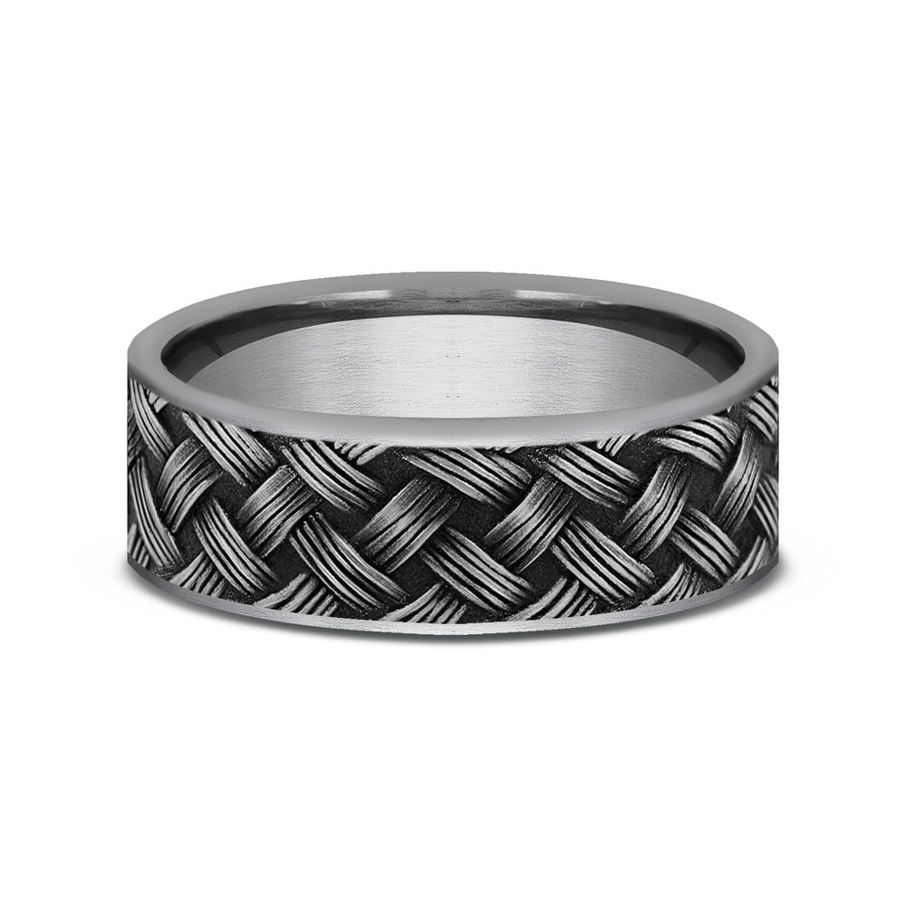 The Trellis Men's Wedding Band in Grey Tantalum - 7mm Width by Tantalum