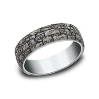 The Troy Men's Wedding Band in 14K White Gold and Grey Tantalum - 6.5mm Width by Ammara Stone