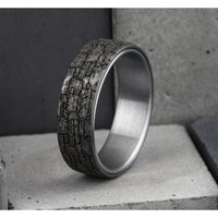 The Troy Men's Wedding Band in 14K White Gold and Grey Tantalum - 6.5mm Width by Ammara Stone