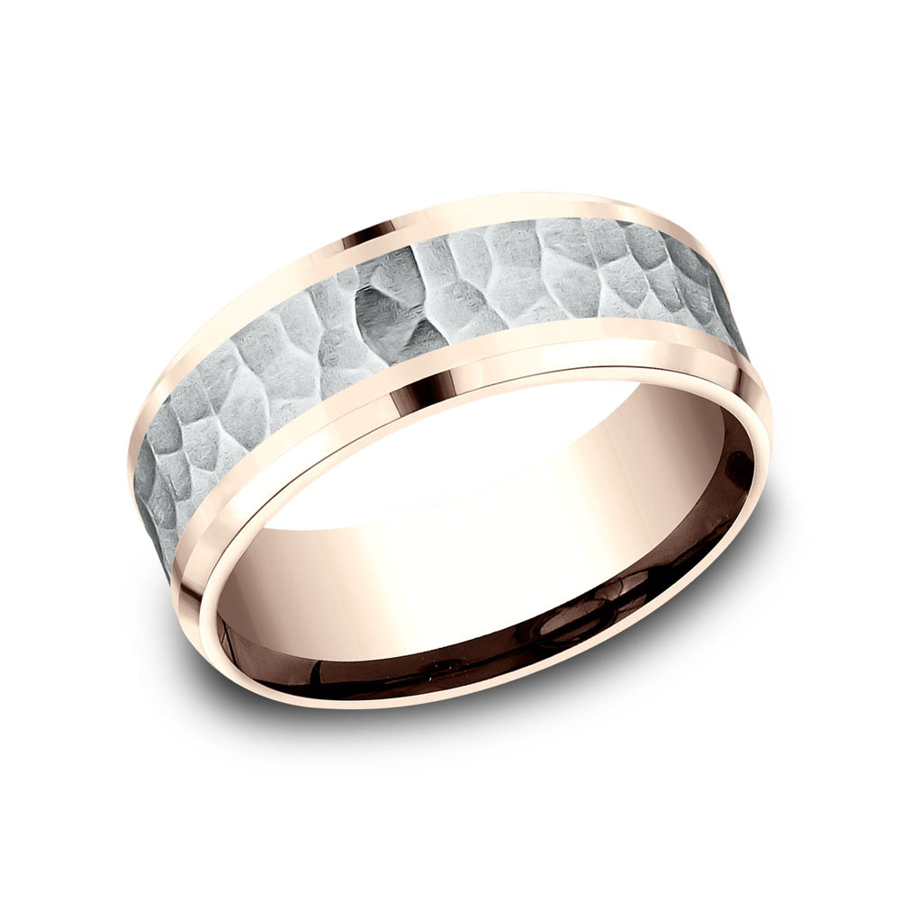 The Turner Men's Wedding Band in 14K Rose and White Gold - 8mm Width by Benchmark
