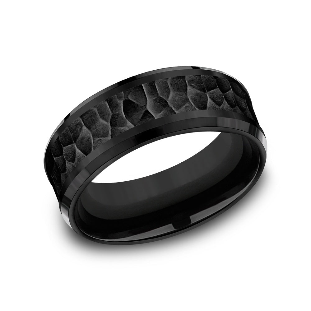 The Turner Men's Wedding Band in Black Titanium - 8mm Width by Forge