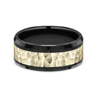 The Turner Men's Wedding Band in Black Titanium and 14K Yellow Gold - 9mm Width by Ammara Stone