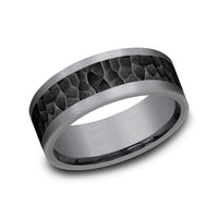 The Turner Men's Wedding Band in Grey Tantalum and Black Titanium - 8mm Width by Tantalum