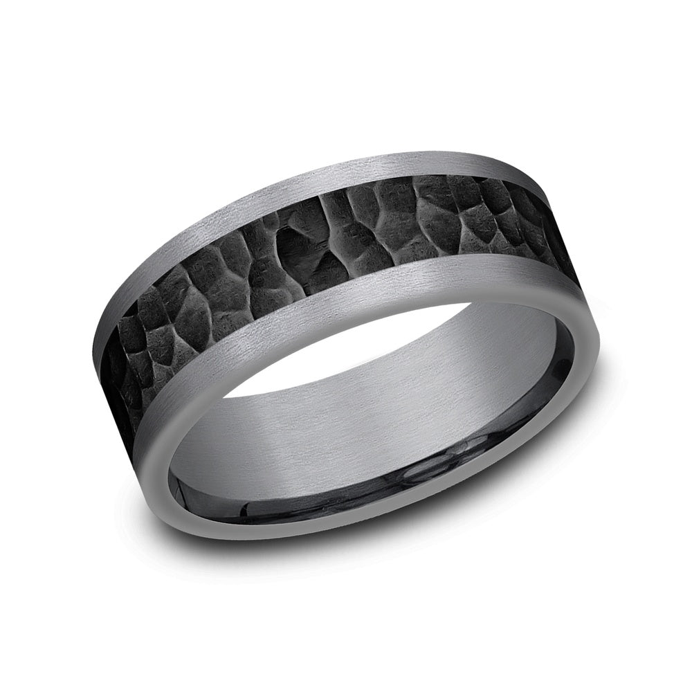 The Turner Men's Wedding Band in Grey Tantalum and Black Titanium - 8mm Width by Tantalum