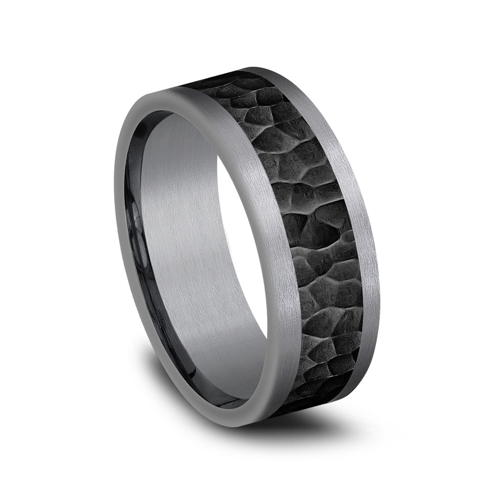 The Turner Men's Wedding Band in Grey Tantalum and Black Titanium - 8mm Width by Tantalum