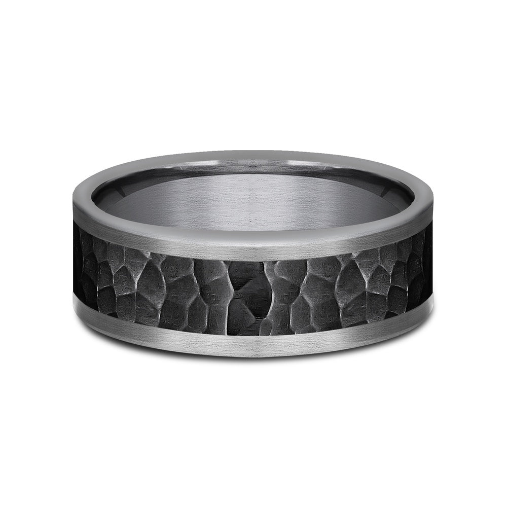 The Turner Men's Wedding Band in Grey Tantalum and Black Titanium - 8mm Width by Tantalum