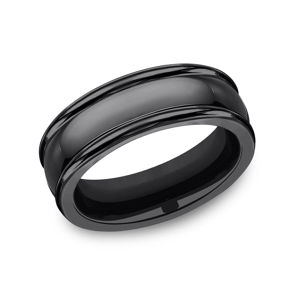 The Uniform Men's Wedding Band in Black Titanium - 7.5mm Width by Forge