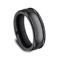 The Uniform Men's Wedding Band in Black Titanium - 7.5mm Width by Forge