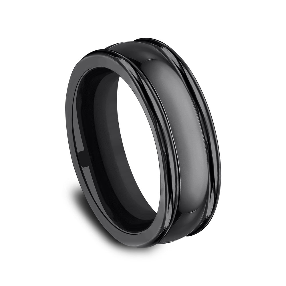 The Uniform Men's Wedding Band in Black Titanium - 7.5mm Width by Forge