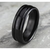 The Uniform Men's Wedding Band in Black Titanium - 7.5mm Width by Forge