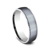 The Valor Men's Wedding Band in 14K White Gold and Grey Tantalum - 6.5mm Width by Ammara Stone