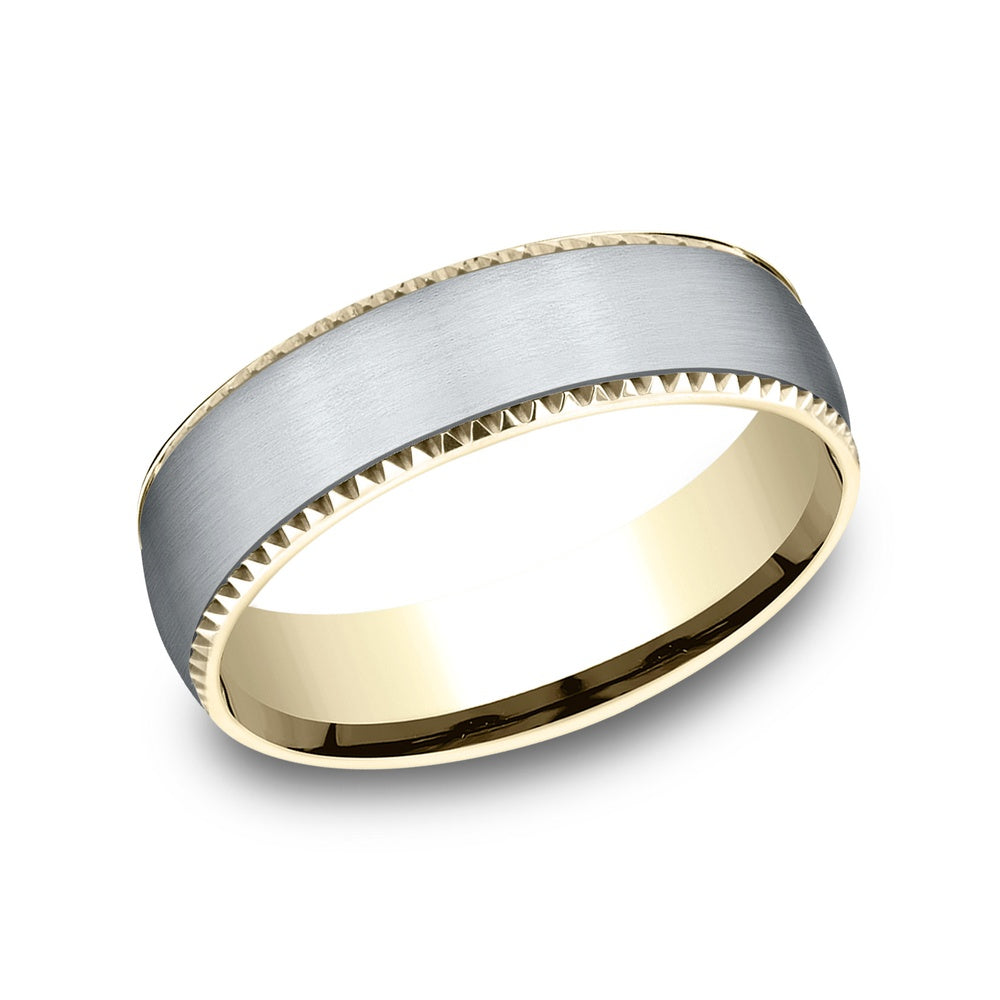 The Valor Men's Wedding Band in 14K Yellow and White Gold - 6.5mm Width by Benchmark