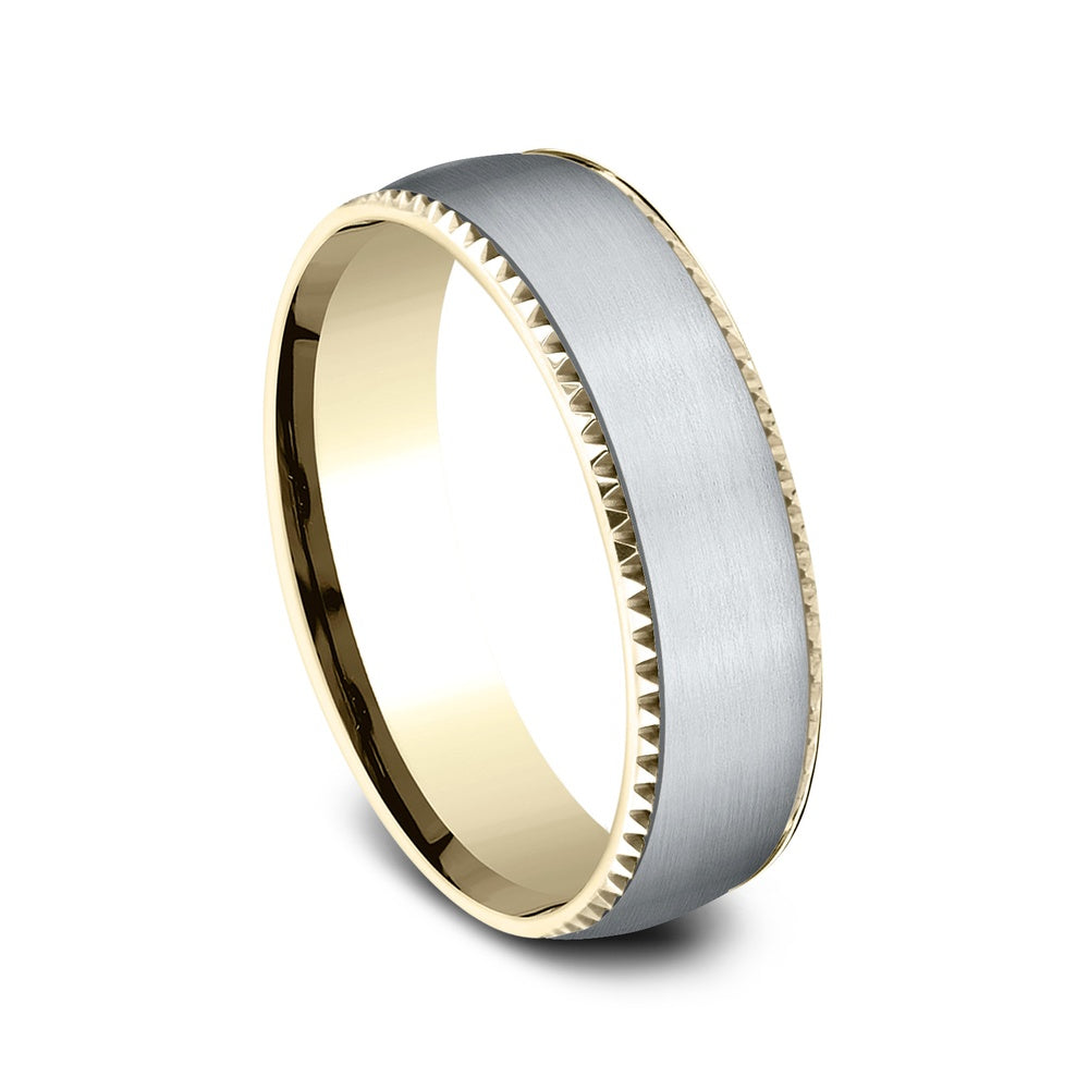 The Valor Men's Wedding Band in 14K Yellow and White Gold - 6.5mm Width by Benchmark