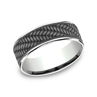The Vanguard Men's Wedding Band in 14K White Gold and Grey Tantalum - 7.5mm Width by Ammara Stone