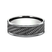 The Vanguard Men's Wedding Band in 14K White Gold and Grey Tantalum - 7.5mm Width by Ammara Stone