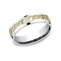 The Vesuvius Men's Wedding Band in 14K White and Yellow Gold - 6mm Width by Benchmark