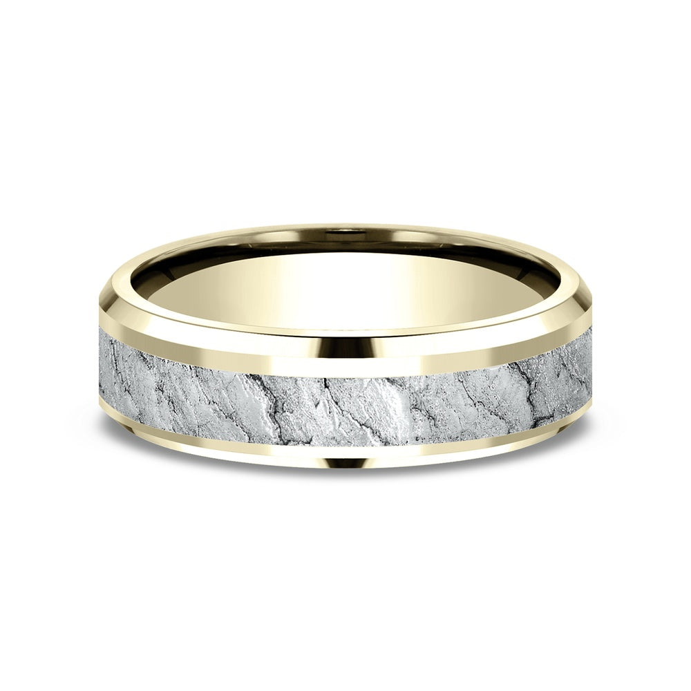 The Vesuvius Men's Wedding Band in 14K Yellow and White Gold - 6mm Width by Benchmark
