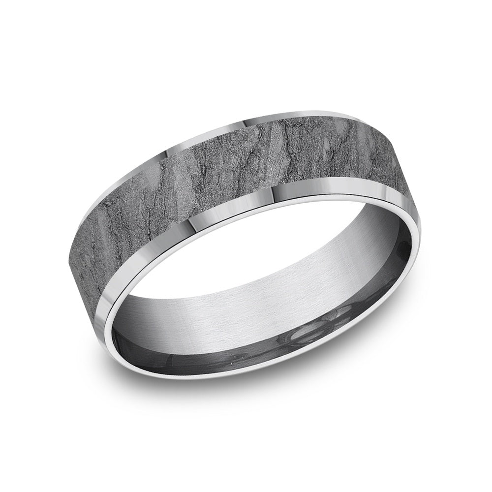 The Vesuvius Men's Wedding Band in Grey Tantalum - 7mm Width by Tantalum