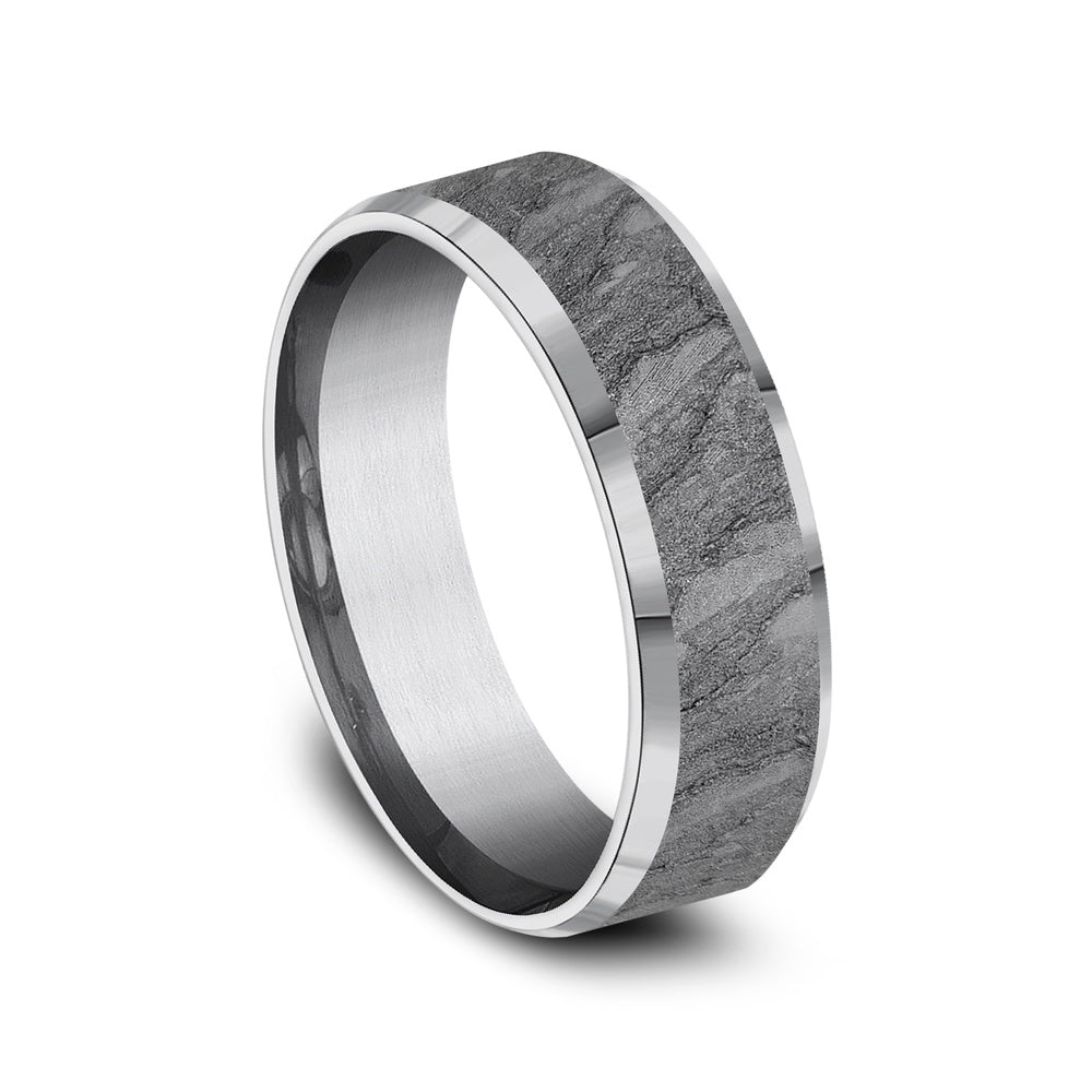The Vesuvius Men's Wedding Band in Grey Tantalum - 7mm Width by Tantalum